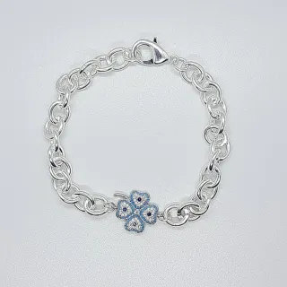 Bracciale artigianale catena argentato charm quadr