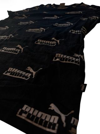 Maglietta Puma Nera con Logo Ripetuto