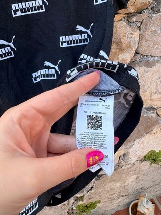 Maglietta Puma Nera con Logo Ripetuto