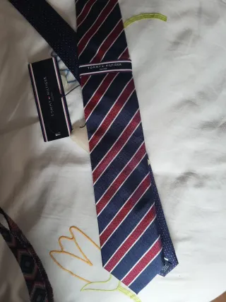 Corbata de rayas azul y roja