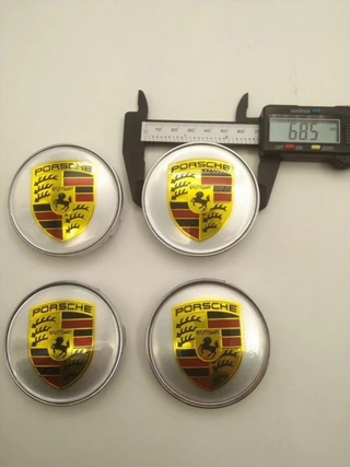 4 centros de llantas PORSCHE 68MM plata