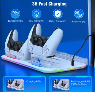 Base Carga PS5 con RGB y Refrigeración