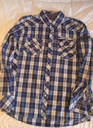 Camisa de cuadros azul y blanca Talla L