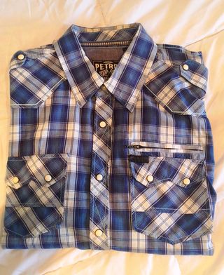 Camisa de cuadros azul y blanca Talla L