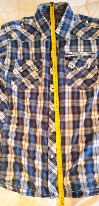 Camisa de cuadros azul y blanca Talla L