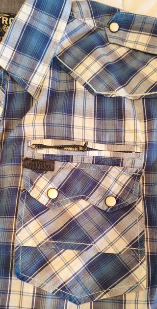 Camisa de cuadros azul y blanca Talla L