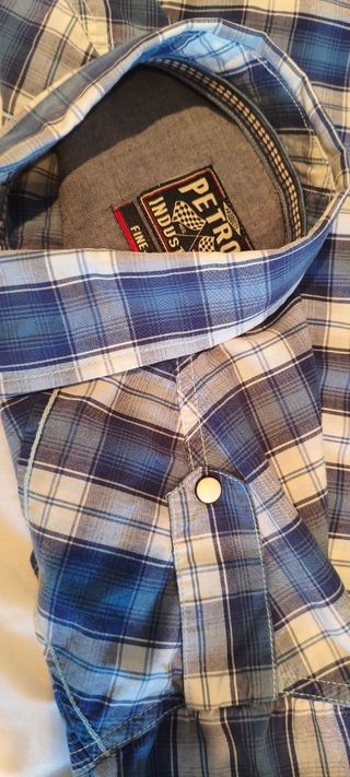 Camisa de cuadros azul y blanca Talla L