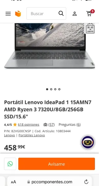 Portátil Lenovo Gris/Plateado