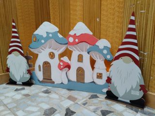 Ciudad Gnomos Madera Decoración
