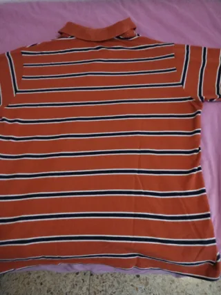 Polo Lacoste Talla S Rayas Naranja
