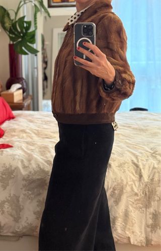 Elegante chaqueta vintage de pelo