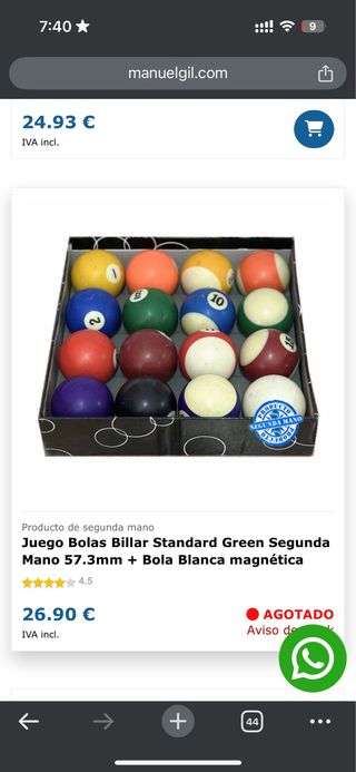 Juego Bolas Billar 57.2mm