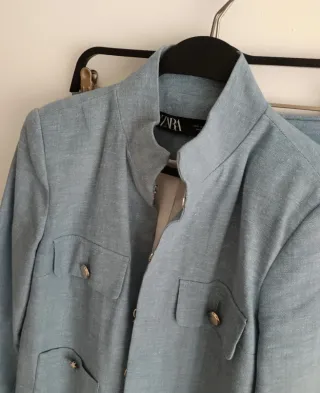 Traje Zara azul chaqueta y pantalón