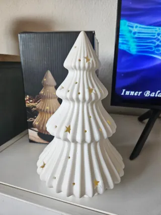 Árbol Cerámica LED Blanco/Dorado Nuevo