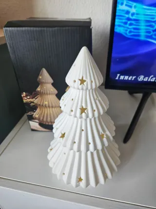 Árbol Cerámica LED Blanco/Dorado Nuevo