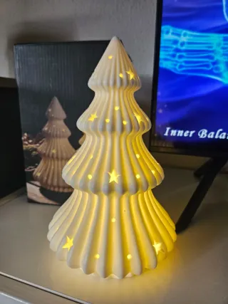 Árbol Cerámica LED Blanco/Dorado Nuevo