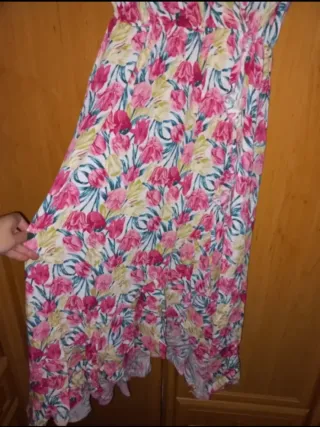 Vestido largo estampado floral rosa