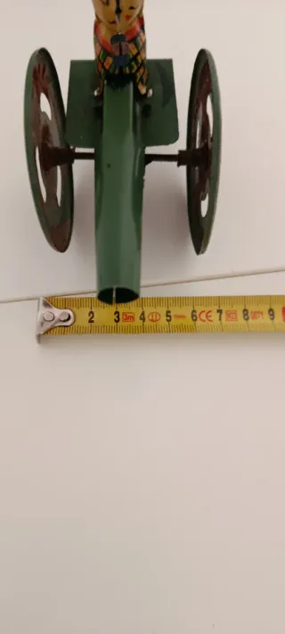 Cañón juguete hojalata y soldado antiguo (Años 40