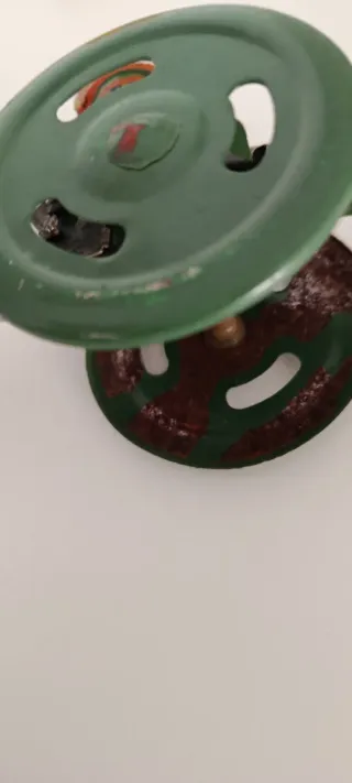 Cañón juguete hojalata y soldado antiguo (Años 40