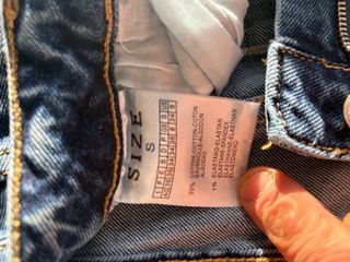 Jeans Donna Vintage Blu con Perline Tagli