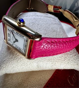 Reloj Cartier Tank Vermeil correa Fucsia