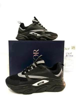 DIOR B22 Sneakers Negras y Plateadas