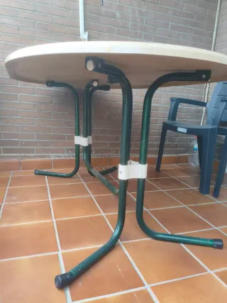 Mesa de terraza ovalada madera y metal
