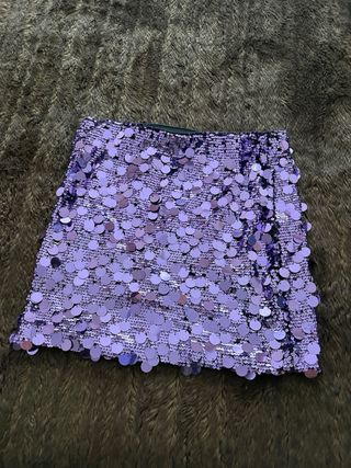 Falda lentejuelas morada y plateada