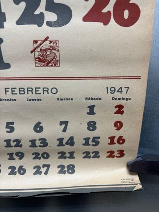 Calendario Boira y Cia. Sierras para cortar, 1947