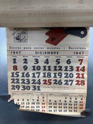 Calendario Boira y Cia. Sierras para cortar, 1947