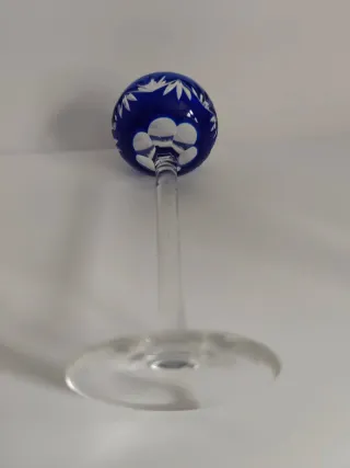 3 Copas Baccarat Azul Cobalto Cristal, sin firma