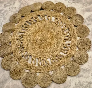 Alfombra redonda de yute