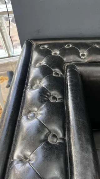 Sofá Negro Piel y Tela