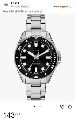 Reloj Fossil BQ2882 Negro y Plateado