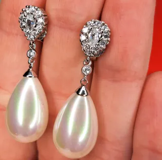 Pendientes Novia Perla y Circonitas