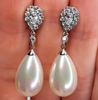 Pendientes Novia Perla y Circonitas