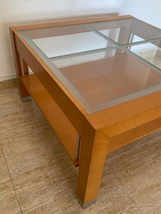 Mesa centro madera y cristal rectangular