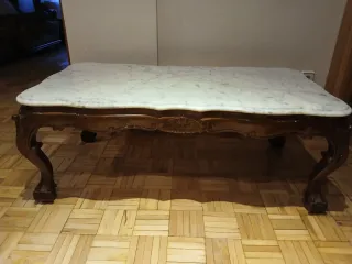 Mesa centro mármol patas torneadas