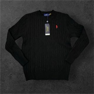 Maglione Polo Ralph Lauren nero logo rosso
