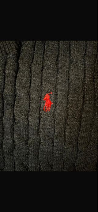 Maglione Polo Ralph Lauren nero logo rosso