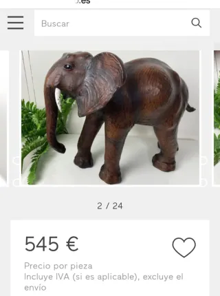 Antiguo elefante de cuero decorativo