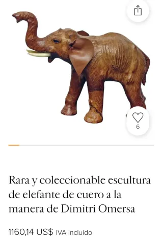 Antiguo elefante de cuero decorativo