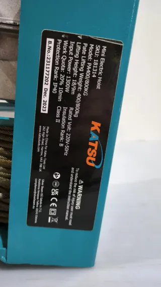 Polipasto Eléctrico KATSU 400-800KG W31Y0670