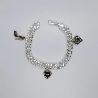 Bracciale artigianale catena argentato charm cuore