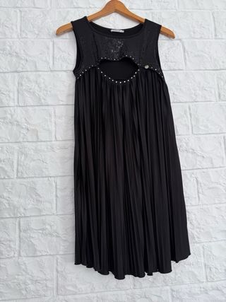 Vestido negro lentejuelas y pedrería