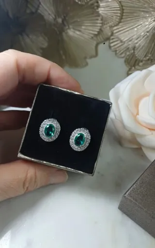 Pendientes Goldfilled Zirconitas y Agua Mar