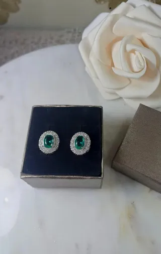 Pendientes Goldfilled Zirconitas y Agua Mar