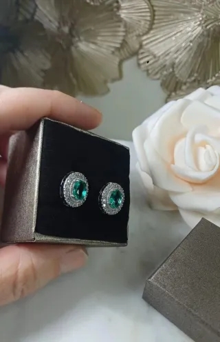 Pendientes Goldfilled Zirconitas y Agua Mar