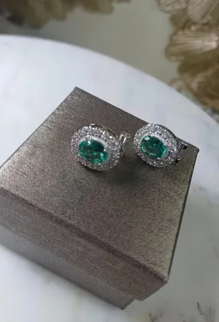 Pendientes Goldfilled Zirconitas y Agua Mar