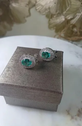 Pendientes Goldfilled Zirconitas y Agua Mar